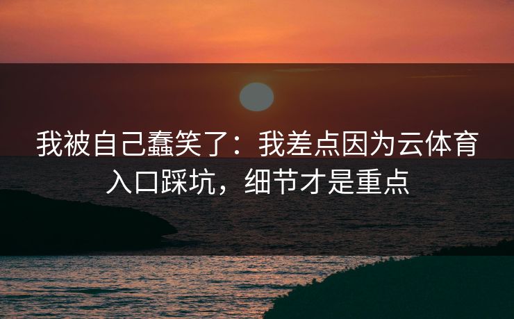 我被自己蠢笑了：我差点因为云体育入口踩坑，细节才是重点
