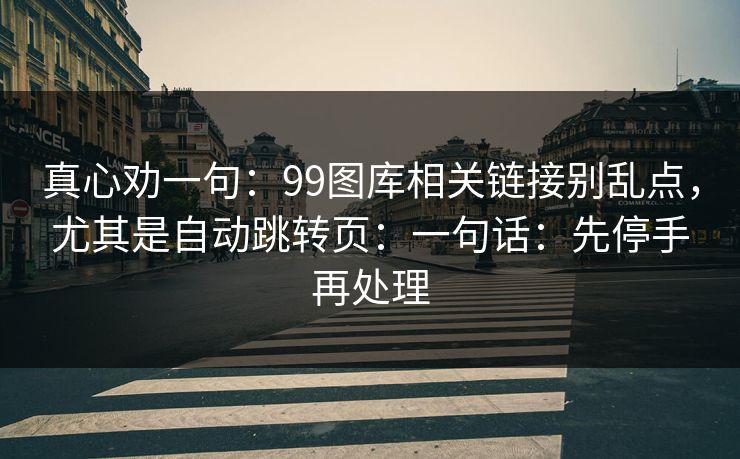 真心劝一句：99图库相关链接别乱点，尤其是自动跳转页：一句话：先停手再处理