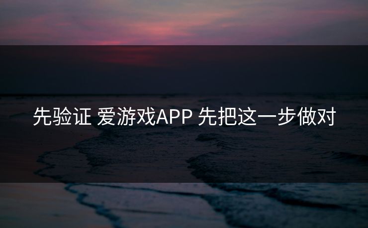 先验证 爱游戏APP 先把这一步做对