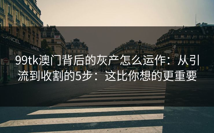 99tk澳门背后的灰产怎么运作：从引流到收割的5步：这比你想的更重要